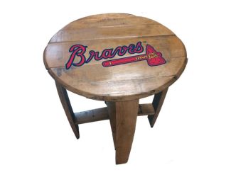 Atlanta Braves Oak Barrel Table