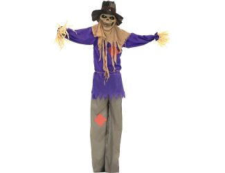 6-Ft. Talking Scarecrow, Indoor/Covered Outdoor Halloween Decoration, LED Green Eyes, Poseable, Batt