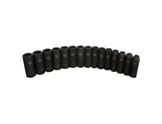 15pc 1/2-Inch Drive Deep 6-Point Impact Metric Socket Set