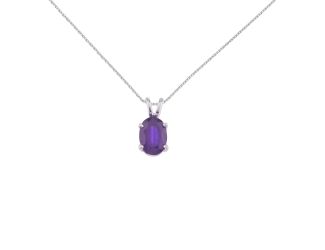 14K White Gold Oval Amethyst Pendant