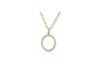 PARIKHS Diamond Initial 'O' Pendant Necklace in 18k Yellow Gold over Sterling Silver 0.10ct IJK-I2