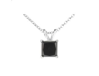 PARIKHS Black Princess cut Soliatire Diamond Pendant 14k White Gold 0.09ct