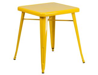 23.75" Square Yellow Metal Indoor-Outdoor Table