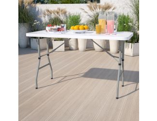 4.93-Foot Height Adjustable Granite White Plastic Folding Table - Activity Table