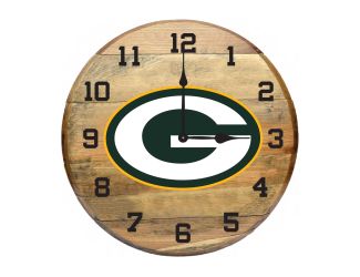 Green Bay Packers Oak Barrel Clock