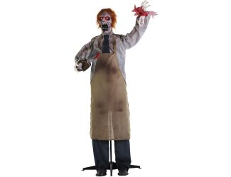 Animatronic Zombie Carver with Movement, Sound, and Light-Up Eyes for Scary Halloween Decoration