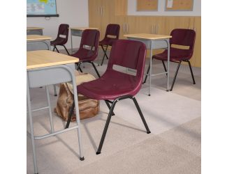880 lb. Capacity Burg Ergonomic Shell Stack Chair with Contoured Waterfall Seat