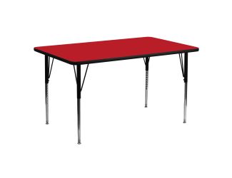 24"W x 60"L Rectangular Red HP Laminate Adjustable Leg Activity Table