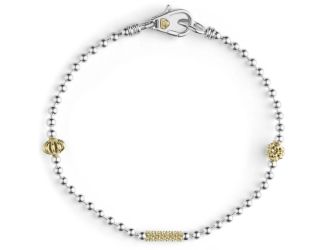 Two-Tone Caviar Beaded Bracelet Size 6