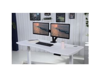 K Series 71" Standing Desk with Curved Top - White