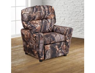 Contemporary Camouflaged Fabric Kids Recliner with Cup Holder - Hardwood Frame