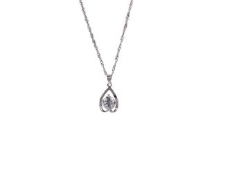 Inverted Heart and CZ Necklace
