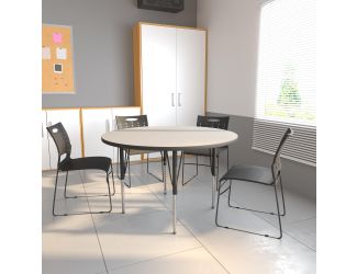 48" Round Grey Thermal Laminate Activity Table - Standard Height Adjustable Legs