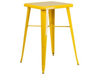 23.75" Square Yellow Metal Indoor-Outdoor Bar Height Table
