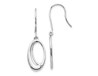 White Ice Sterling Silver RH Plated White Ice .01ct Dia. Oval Dangle Earrings