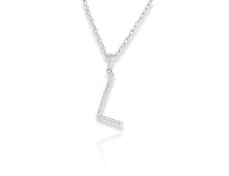 PARIKHS Diamond Initial Pendant Alphabet 'L' in 10K White Gold 0.10 ct , IJK color - I3 clarity