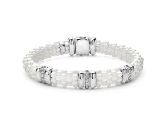 Three Station Ceramic Diamond Bracelet Size 7