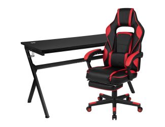 Black Gaming Desk and Red/Black X40 Series Gaming Chair Set