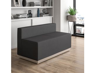 Black LeatherSoft Loveseat with Stainless Steel Base - Reception Furniture