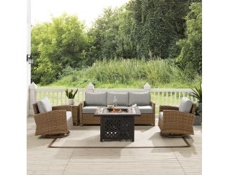 Bradenton 5Pc Swivel Rocker And Sofa Set W/Fire Table