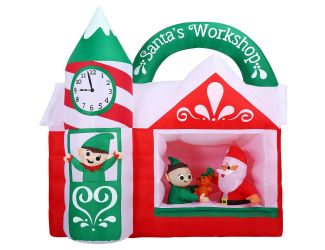 7-Ft. Pre-Lit Inflatable Santa's Workshop