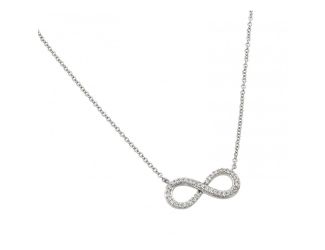 PARIKHS Rhodium Plated Clear CZ Infinity Pendant Necklace in 925 Sterling Silver
