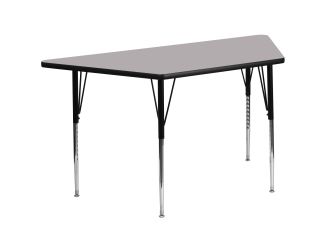 29"W x 57"L Trapezoid Grey Thermal Laminate Adjustable Activity Table