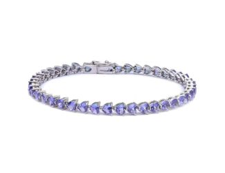 Heart Cut Created Tanzanite Tennis Bracelet