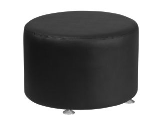 Black LeatherSoft 24" Round Ottoman - Reception and Home Office Furniture