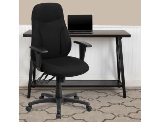 High Back Black Fabric Multifunction Ergonomic Task Chair with Adjustable Arms