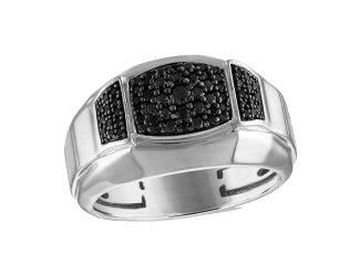 Marc Anthony's Black Diamonds Pave Barrel Sterling Silver Ring, 11