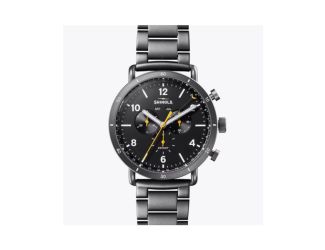 Mens' Canfield Sport Chronograph Gunmetal PVD Stainless Steel Watch Black Dial