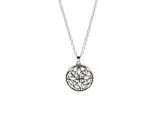 Antique Silver Plated Circle Round Triquetra Knot Necklace