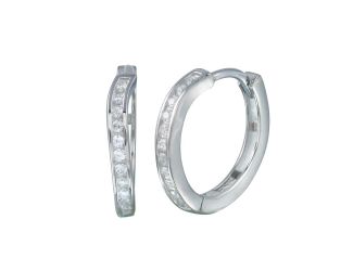 PARIKHS Rhodium Plated Round CZ Stud Earring in 925 Sterling Silver