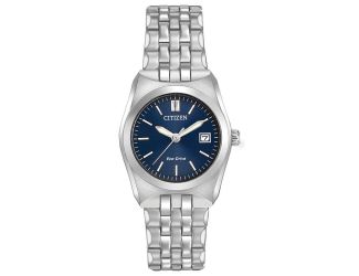 Ladies'' Corso Eco-Drive Watch, Stainless Steel with Blue Dial
