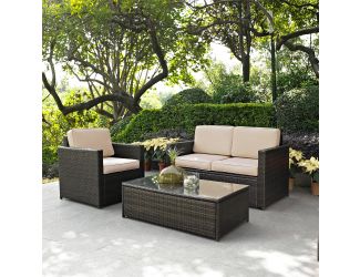 Palm Harbor 3 Piece Outdoor Wicker Seating Set With Sand Cushions