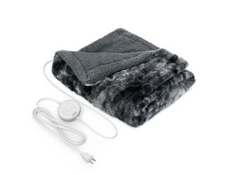 PureRadiance Luxury Heated Throw Blanket Smoke