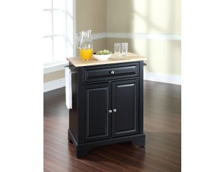 LaFayette Natural Wood Top Kitchen Island Black Finish