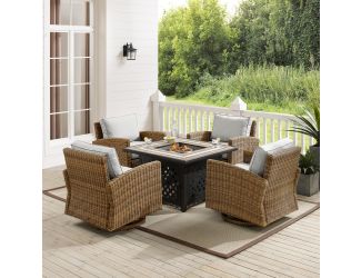 Bradenton 5Pc Swivel Rocker Conversation Set W/Fire Table