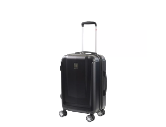 FUL Load Rider 20in Spinner Rolling Luggage Suitcase, Aluminum Telescopic Pull Handle, Upright ABS Plastic Hard Case, Black