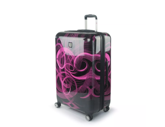 FUL Atomic 28 Inch Expandable Spinner Rolling Luggage Suitcase, ABS Hard Case, Upright, Pink 