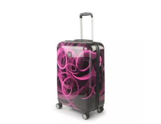 FUL Atomic 24 Inch Spinner Rolling Luggage Suitcase, ABS Hard Case, Upright, Pink 