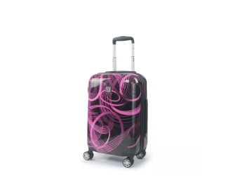 FUL Atomic 20 Inch Expandable Spinner Rolling Luggage Suitcase, ABS Hard Case, Upright, Pink