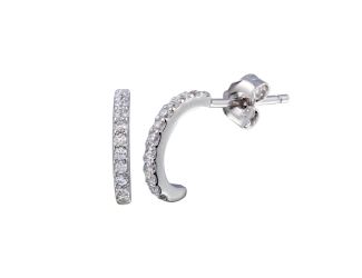 PARIKHS Rhodium Plated Semi Hoop CZ Earring in 925 Sterling Silver