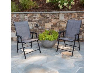 Black Outdoor Folding Patio Sling Chair / Portable Chair (2 Pack)