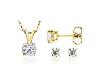 PARIKHS Round Popular Diamond Set 10K Yellow Gold 0.10ct IJK Color, I2 Clarity