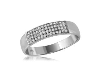 PARIKHS Men's Rhodium Plated Micro Pave Band Ring in 925 Sterling Silver - Size-9