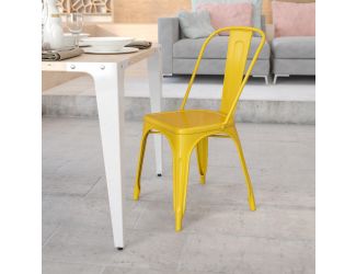 Yellow Metal Indoor-Outdoor Stackable Chair - Restaurant Chair - Bistro Chair