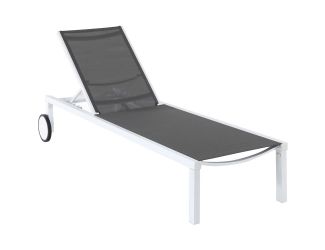 Windham Adjustable Sling Chaise in Gray Sling and White Frame