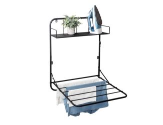 Over-the-Door or Wall Mount Folding Drying Rack & Shelf Black